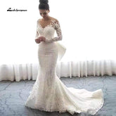 Baoleely Vintage Lace Long Sleeve Mermaid Wedding Dress Sexy