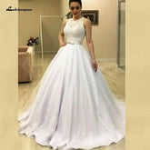 Baoleely Vintage Lace Sleeveless Bridal Gown Wedding Dresses