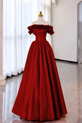 Strapless Satin Long Prom Dress, A-Line Evening Party Dress