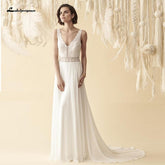 Baoleely Wedding Dress for Women Summer Sexy V-Neck Lace