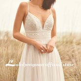 Baoleely Wedding Dress Lace V Neck Champagne Wedding Gown Dress Princess