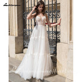 Baoleely Wedding Dress Off Shoulder Beach Simple Floor Length