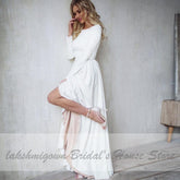 Baoleely Wedding Dress Satin V-Back Sexy High Low Bridal A-line