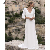 Baoleely Wedding Dresses Satin Simple V Neck Backless