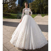 Baoleely White Long Sleeves Ivory Wedding Dresses