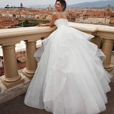 Baoleely White Tulle Bridal Gown Wedding Dress Lace Up Back Vintage Plus Size Wedding Gowns Floor Length