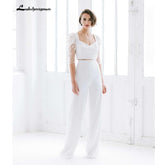 Baoleely White Wedding Jumpsuit Beach Wedding Dresses