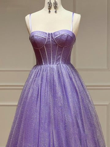 Robe de bal trapèze en tulle pailleté avec poches