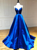 Robe de bal longue en satin, coupe trapèze, col V