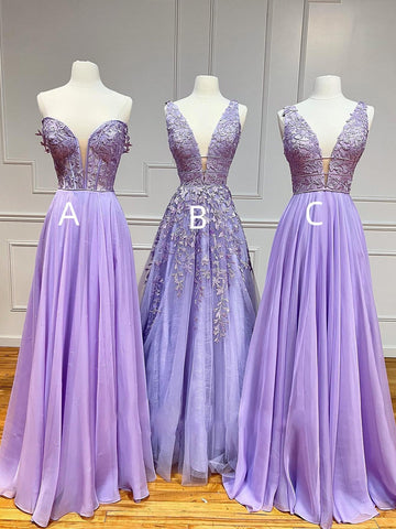 Robe de bal en mousseline de soie et dentelle, coupe trapèze, décolleté plongeant en V