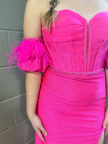 Vestido de fiesta largo ajustado sin tirantes estilo sirena con abertura