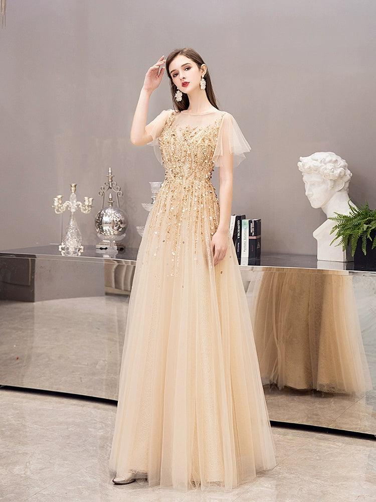 Vestidos de fiesta de corte A para mujer, vestidos de noche largos y sexis sin mangas con cuentas, vestidos formales para mujer 
