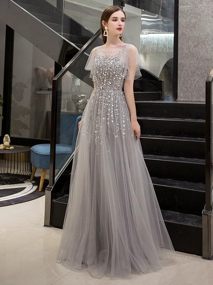 Robe de bal trapèze sexy pour femme, longue robe de soirée sans manches, avec perles 