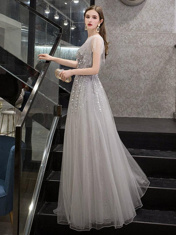 Vestidos de fiesta de corte A para mujer, vestidos de noche largos y sexis sin mangas con cuentas, vestidos formales para mujer 