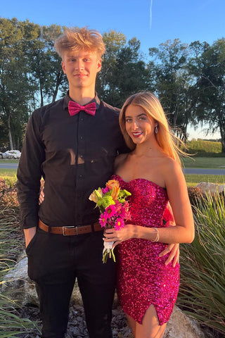 Sparkly Strapless Sequins Bodycon Short Homecoming Dress