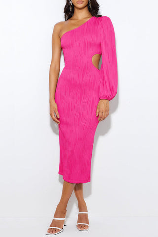 Vestidos de noche elegantes y formales, lisos, con cuello oblicuo calado (5 colores) 