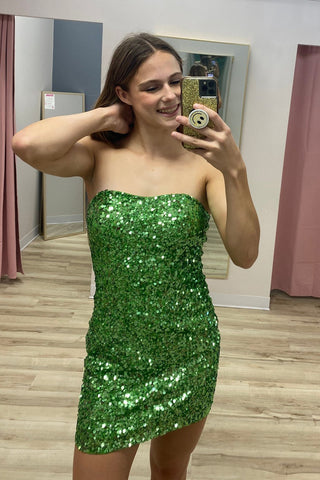 Sparkly Strapless Sequins Bodycon Homecoming Dress