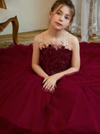 Vestido de princesa/vestido de princesa con cola de tul para niña de las flores 