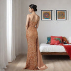 Vestido de sirena de lentejuelas sin espalda para baile de graduación 