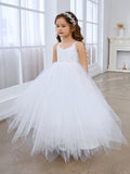 Vestido de baile/vestido largo de princesa de tul y encaje blanco (010145213) 