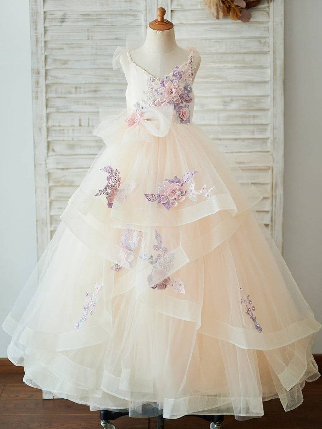 Vestido de gala/vestido de princesa de satén y tul hasta el suelo 