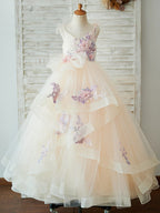 Vestido de gala/vestido de princesa de satén y tul hasta el suelo 