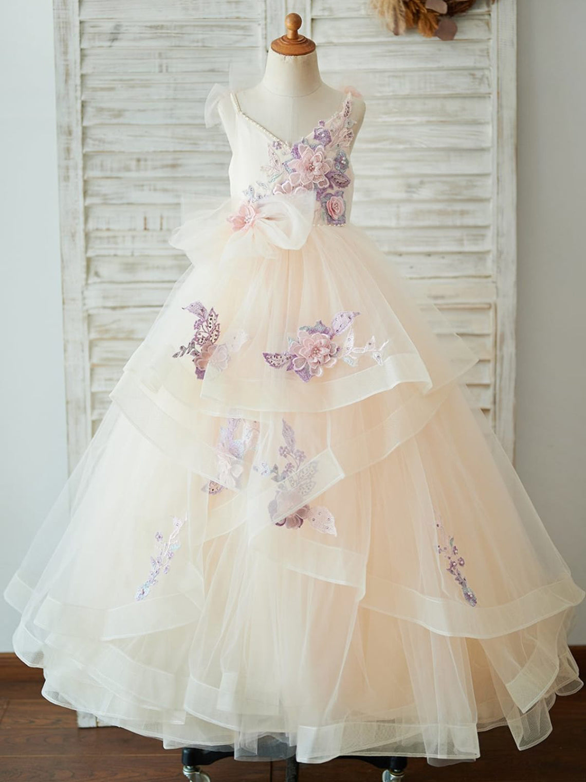 Vestido de gala/vestido de princesa de satén y tul hasta el suelo 