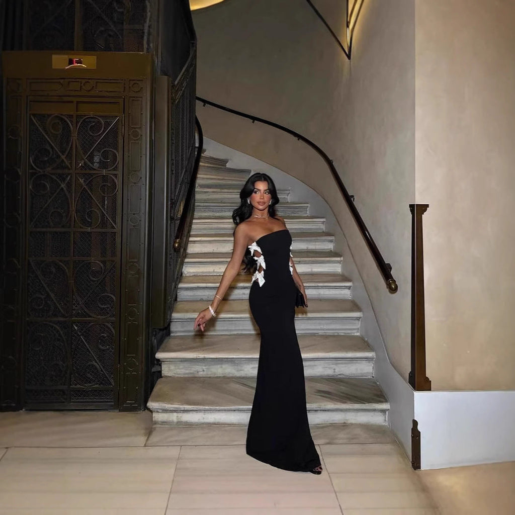 Robe de bal longue à sequins fendue jusqu'à la cuisse 