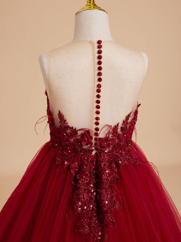 Vestido de princesa/vestido de princesa con cola de tul para niña de las flores 