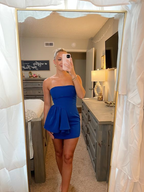 Robe de bal courte bustier bleu royal chic Y2868