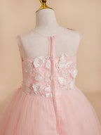 Vestido de princesa asimétrico de tul rosa para niña de las flores 