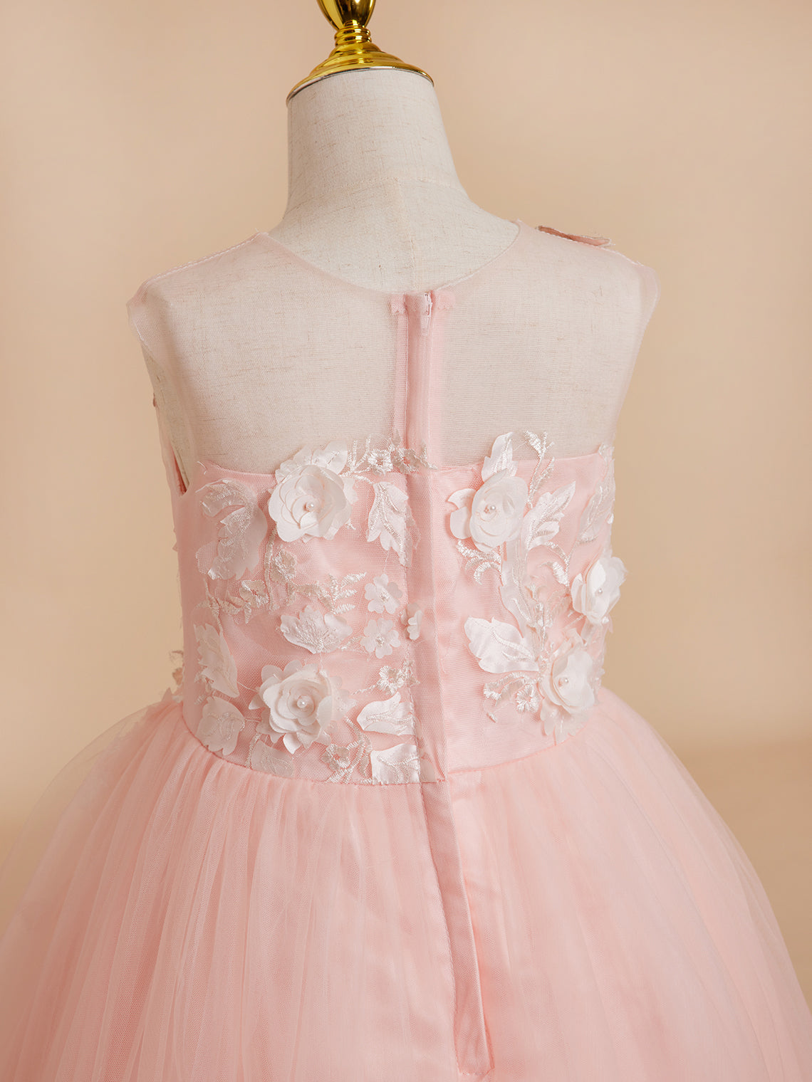Vestido de princesa asimétrico de tul rosa para niña de las flores 