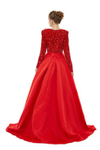 Long Sleeves Prom Dress V-Neck Slit With Sequins