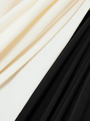 Vestidos largos de noche holgados de manga larga con escote en V y color de contraste 