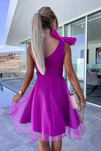 Robe courte en tulle à une épaule avec nœud Lifetime Celebrations 