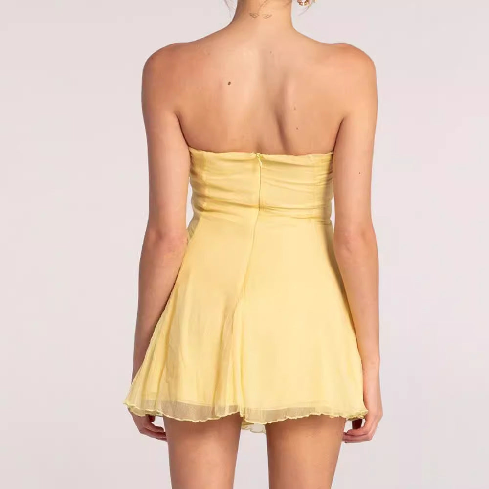 Vestido de graduación de vendaje sin tirantes y hueco de alta gama 