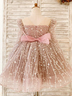 Vestido de cumpleaños de niña estilo princesa/de tul hasta la rodilla 