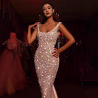 Robe de bal sans manches à jupe crayon et col carré 