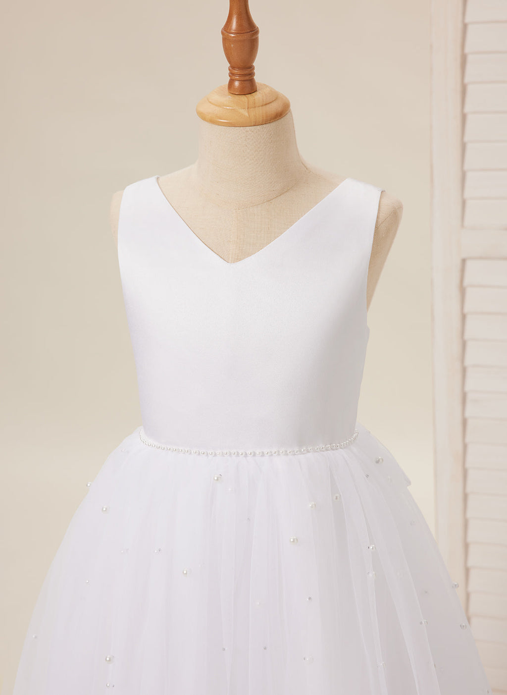 Elegante vestido de princesa de satén y tul para niña de las flores 