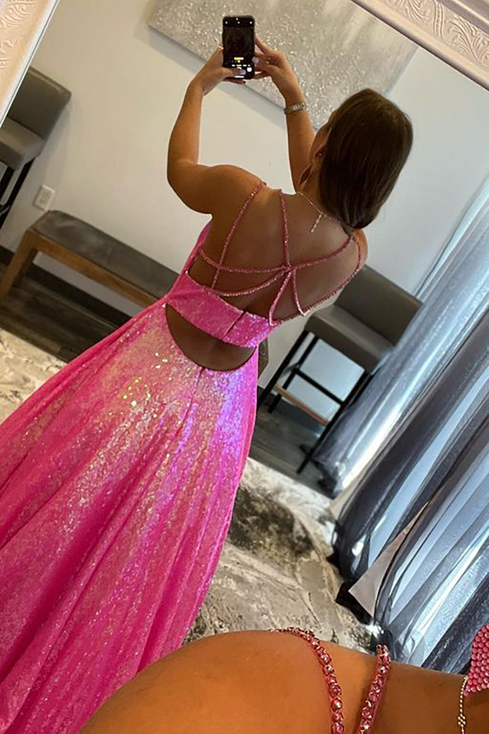 Robe de bal longue à paillettes