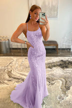 Lucille | Vestido de fiesta de encaje con tirantes finos estilo sirena