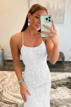 Lucille | Vestido de fiesta de encaje con tirantes finos estilo sirena