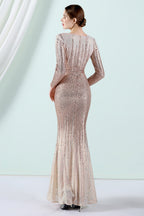 Robe de soirée à manches longues et sequins