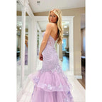 Vestido de fiesta de sirena con apliques, sin mangas y hombros descubiertos, glamuroso y dramático