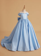 Vestido de gala de satén azul encantado para niñas 
