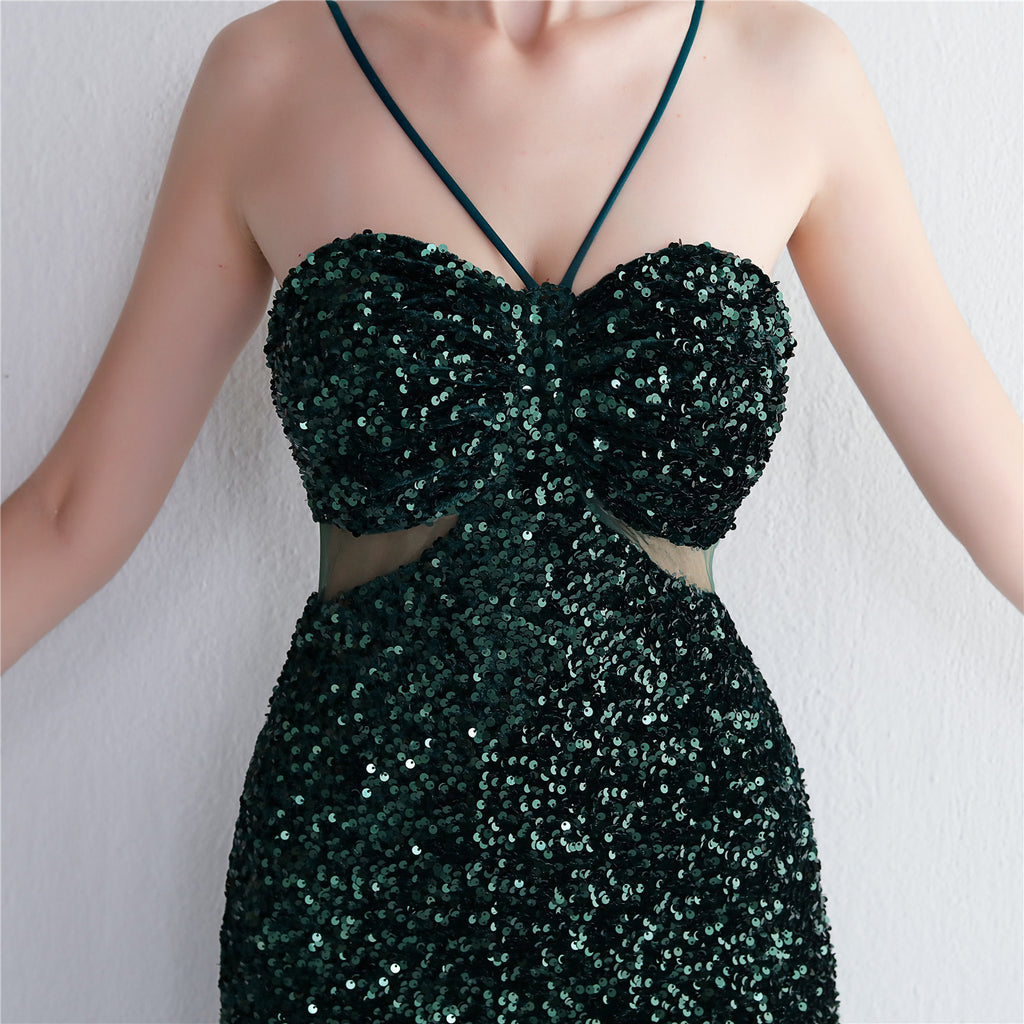 Bottom Sequin Suspender Party Sequined Dress Long Banquet Slim Fit Evening Dress Elegant
