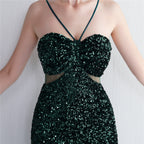 Bottom Sequin Suspender Party Sequined Dress Long Banquet Slim Fit Evening Dress Elegant