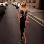 Vestido ajustado sin tirantes con cuentas, sexy, para fiesta o graduación 