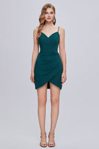 Chic V Neck Spaghetti Strap Lace Up Short Homecoming Dresses
