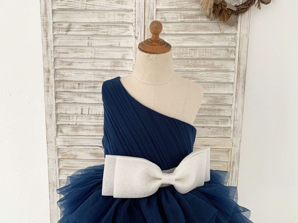 Vestido de niña de las flores de tul corte A hasta la rodilla 